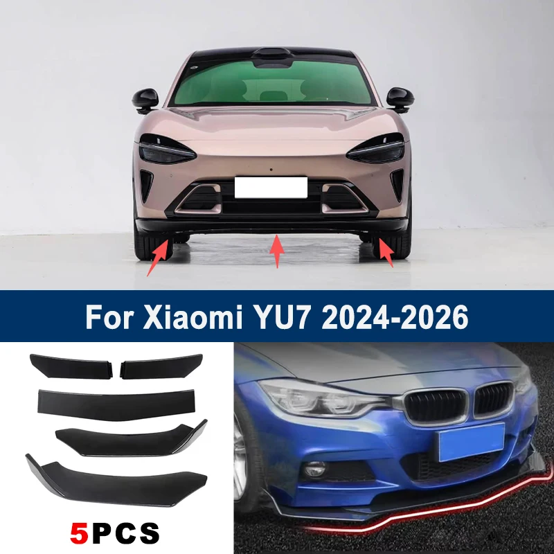 

5Pcs Adjustable Sectional Front Bumper Lip Spoiler Splitter For Xiaomi YU7 2024-2026 2025 Car Exterior Modification Parts
