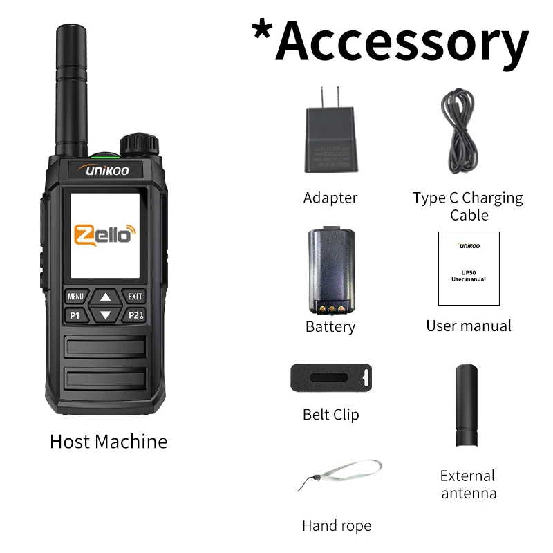 UNIKOO UP50 ELLO Walkie Talkie 4G Netzwerk 2 PCS Android 5.1 5200 mAh Wifi Kompatibel Bluetooth Global POC Radio