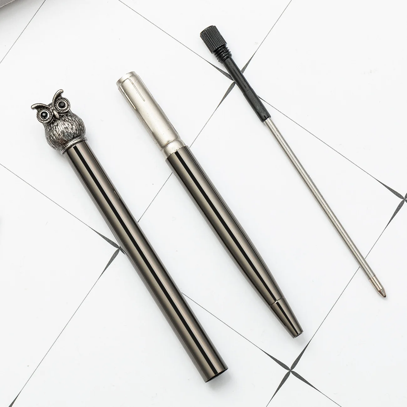 1 조각 사랑 금속 볼펜 올빼미 편지지