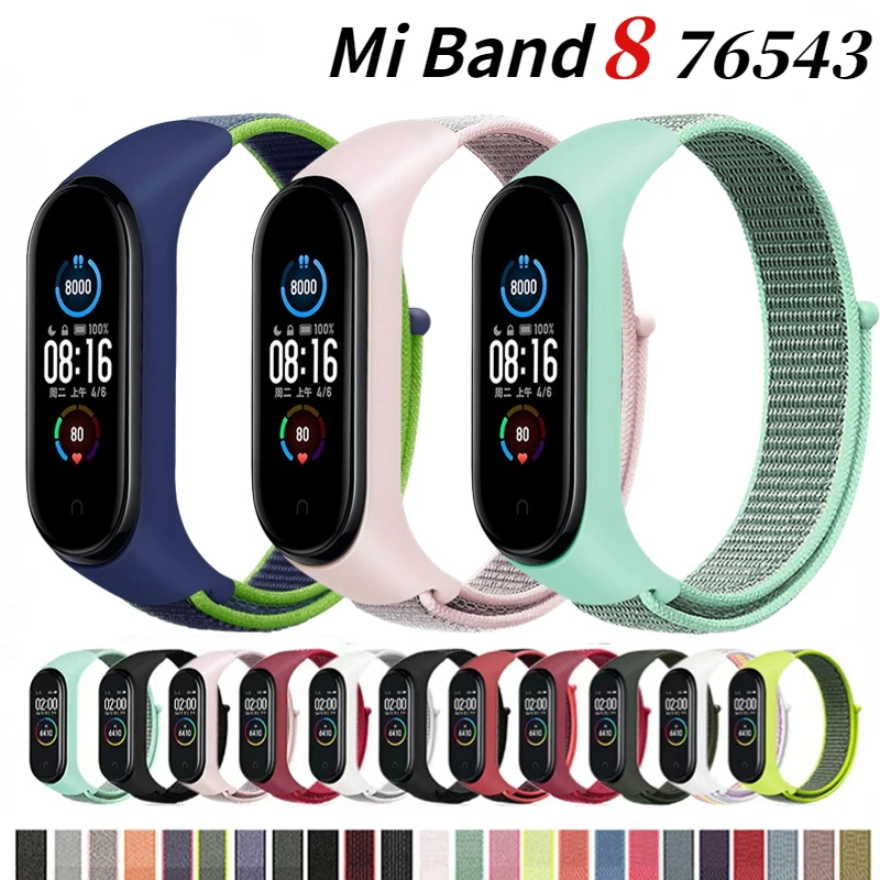 Nylon Loop Strap For Xiaomi Mi Band 9 8 7 6 5 4 Bracelet Wristband Correa Sports Miband 8 7 6 5 Watchband For Mi Band 6 5 4 Belt