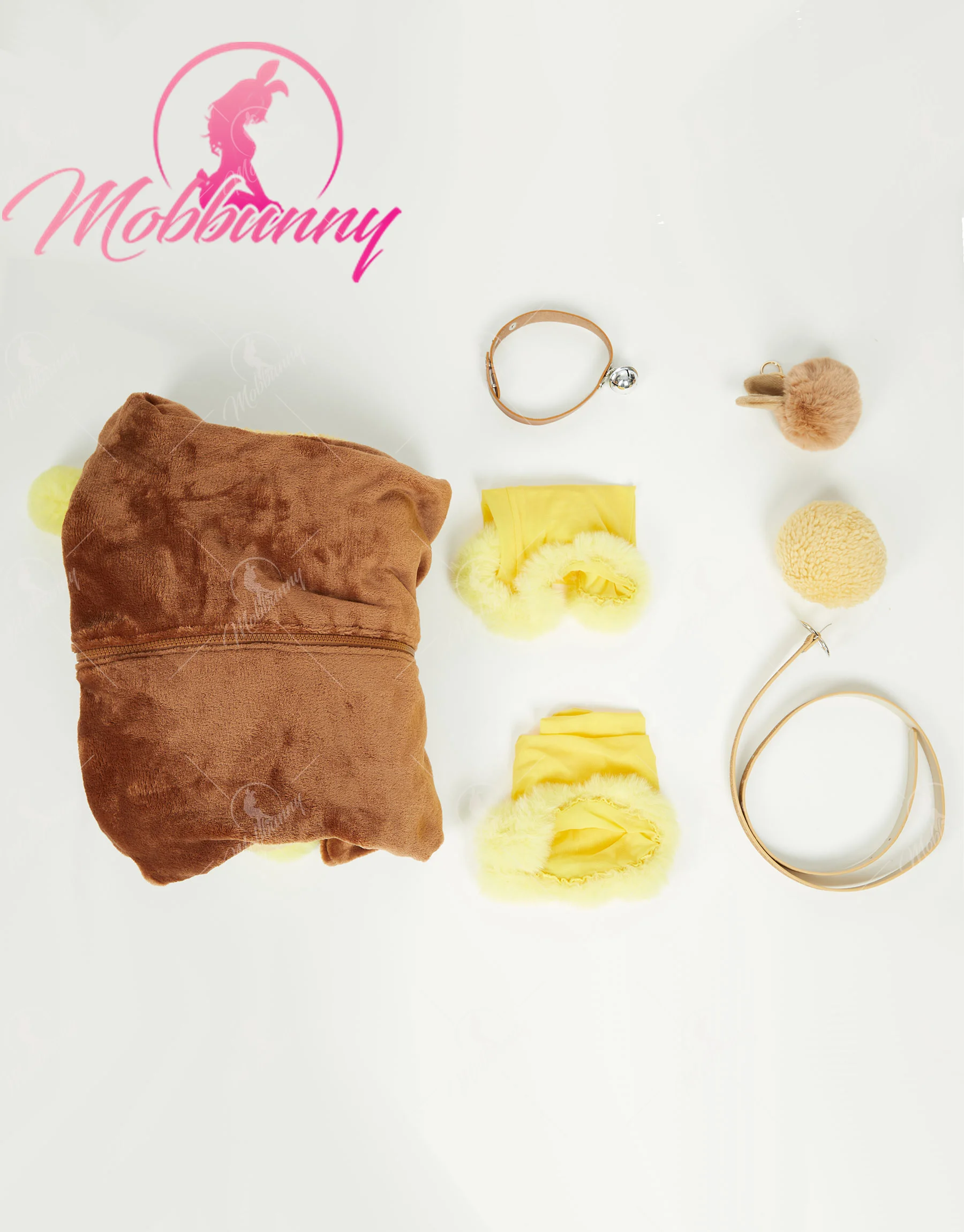 Mobbunny PM derivato peluche Homewear Fluffy Bodycon pagliaccetto con cappuccio body con calzini alla coscia e girocollo