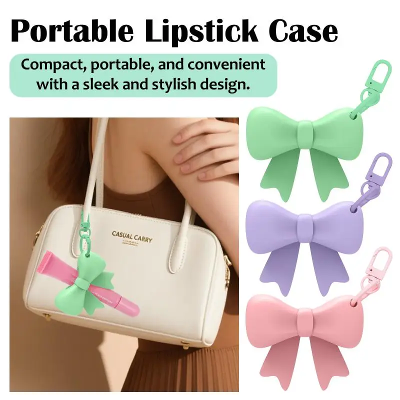 Silikon-Lippenstifthalter mit Schlüsselanhänger, leicht zu transportieren, Schutzhülle für Lipgloss, Lippenstifthalter-Taschenanhänger – Detail 2