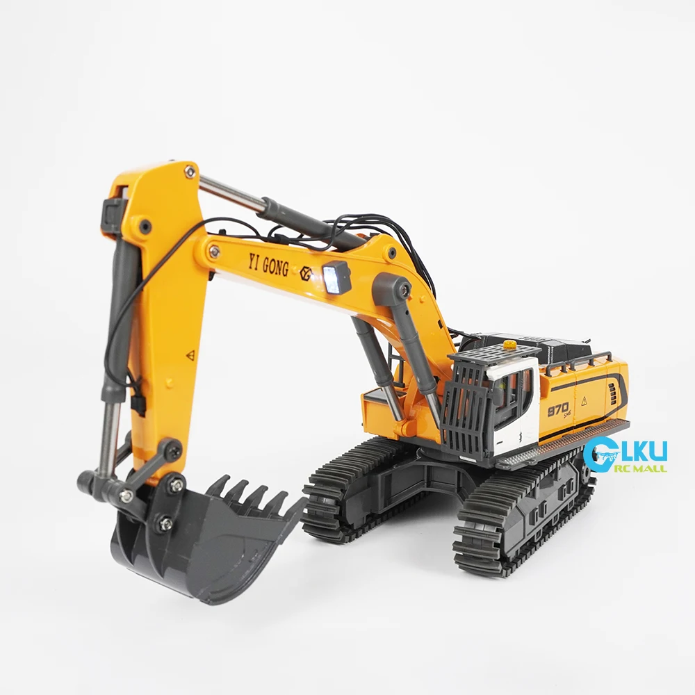 1/50 scale 970 die-cast excavator model RC building toy 360° rotation metal tracks movable arms gift for boys and collectors
