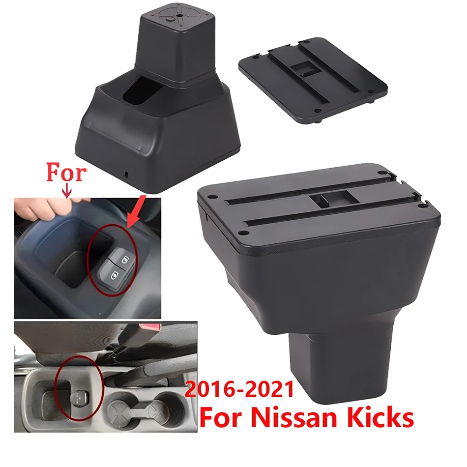 For Nissan Kicks Armrest box Car Storage box Interior Details Special Retrofit parts Center Car Accessories Arm 2016-2021