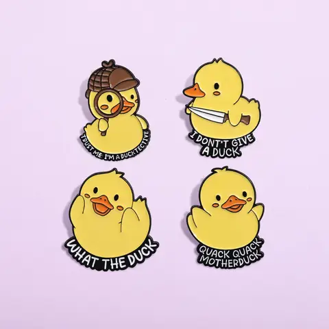 Épingles en émail animal mignon, canard jaune, meurtrier et poignées, broche amusante, accessoires de sac à dos, badge en métal, bijoux, vente en gros