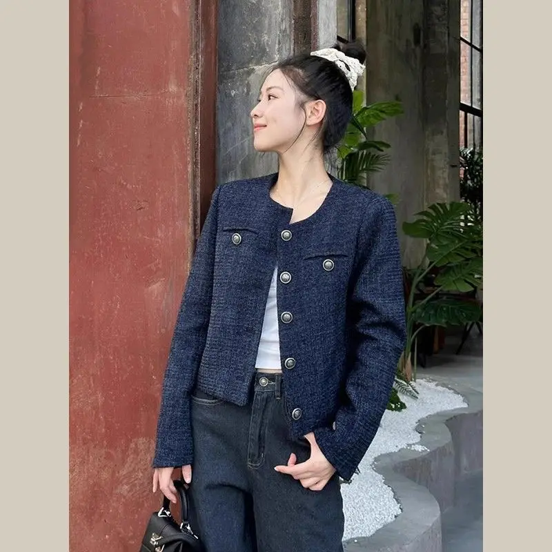 

Tweed Jacket Fringe Womens Summer Silk Cinching Lady Waist-Cinching Tiny Sequins Beaded Kawaii Illusion Two-Pieces Short Slit OL