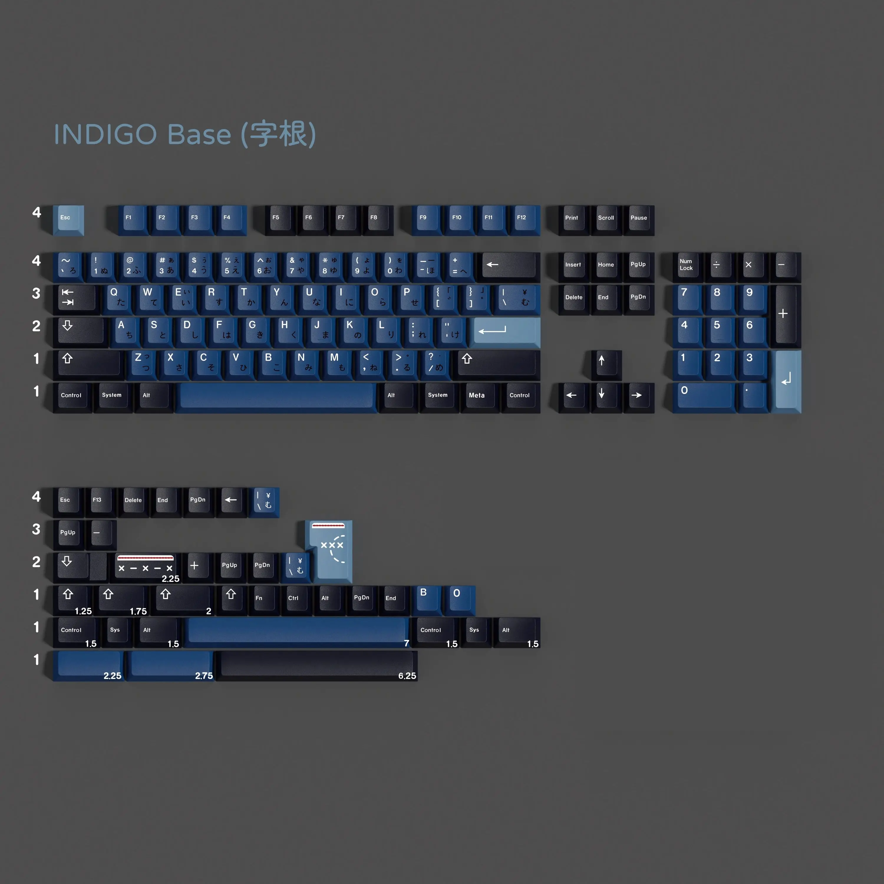 PBT GMK Indigo Keycaps Set English Japanese Keycap Cherry Profile Dye Sublimation Key Cap For MX Switch Keyboard Split Spacebar