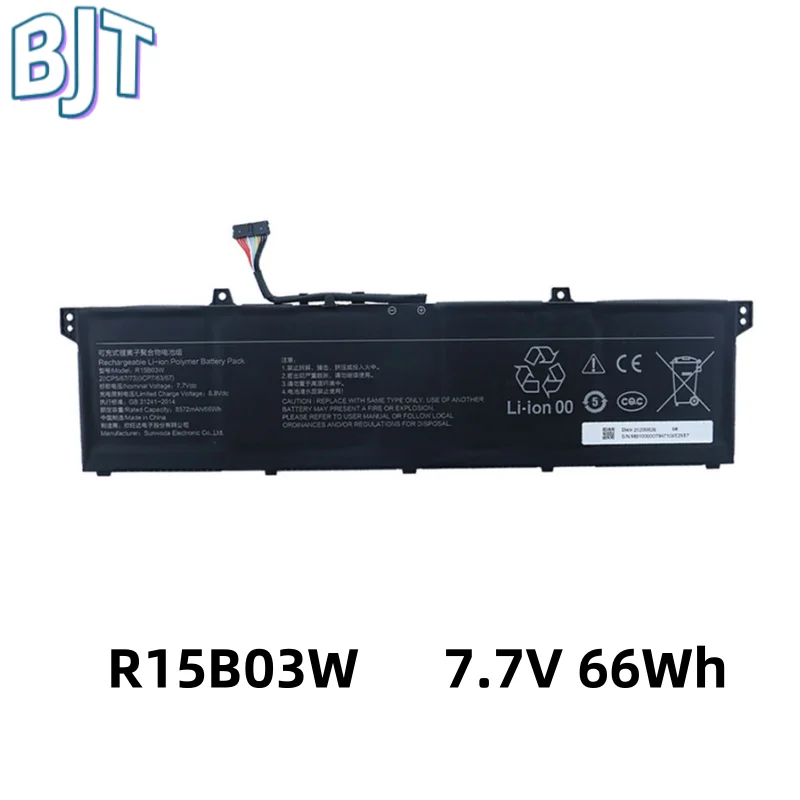 

New R15B03W Laptop Battery 7.7V 66Wh 8572mAh For Xiaomi Pro 15 2021 OLED XMA2009-AL XMA2009-DB XMA2009-FJ XMA2009-EJ XMA2009-AJ