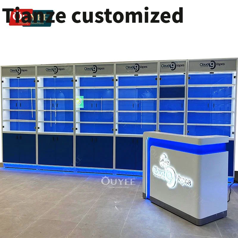 Customized-New Decoration Display Shelf Retail Stand Glass Pharmacy Dispensary Design Smoke Shop Retail Stores