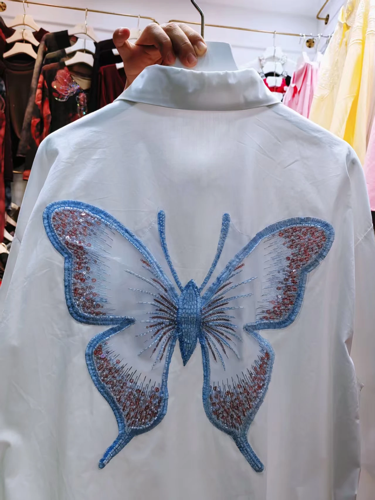 

Новинка осени 2025 года, изысканные расклешенные хлопковые рубашки и блузки с вышивкой, женский топ с длинными рукавами, Blusas, длинный кардиган, рубашка