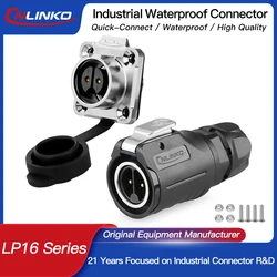 CNLINKO M16 Waterproof Electrical Connector 2/3/4/5/7/8/9 Pin Soldering Wire Aviation Connectors Panel Mounting Plastic+Metal