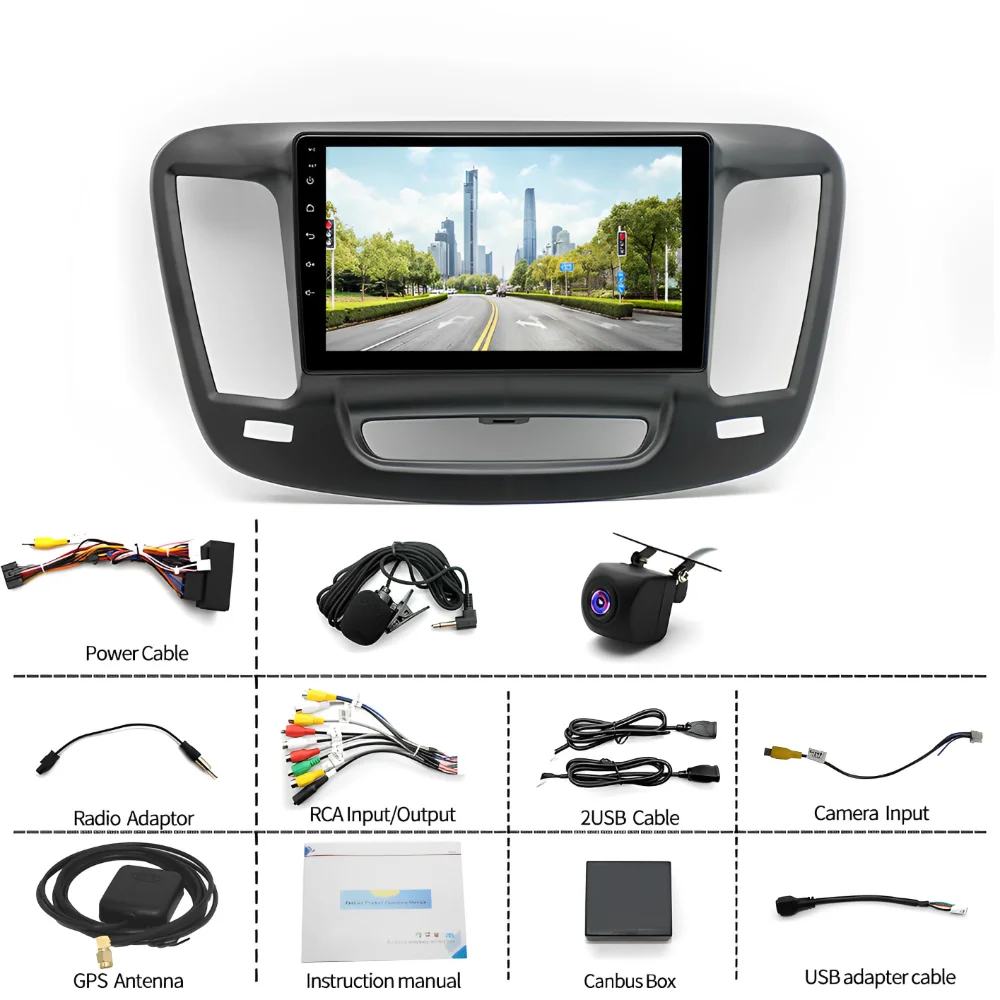 Android 15 Car Stereo GPS Navigation Fit for Chrysler 200 200C 200S 2015-2019 Fit for Chrysler 200 Limited 2015  Support Carplay Android Auto 9in Car Radio Bluetooth WiFi FM/RDS SWC with AHD Backup Camera/Mic