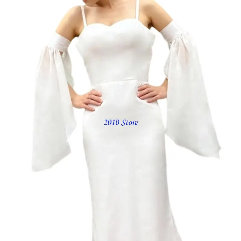F3MF Einfache Brautchiffon -Ärmel Premium Arm Cover Hochzeitskleid Enhancer Weiß