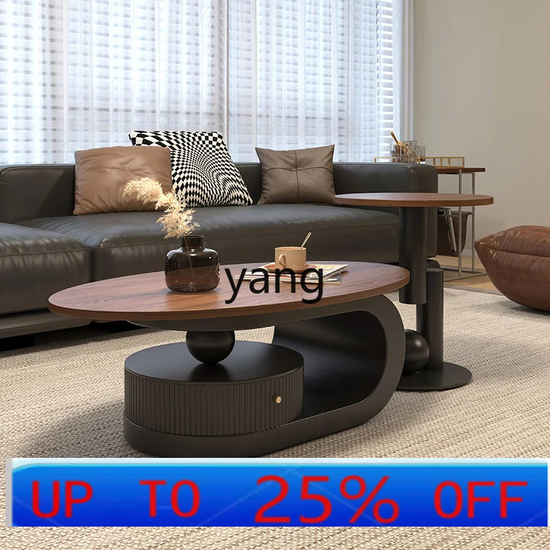 

LTT walnut color coffee table living room home small apartment light luxury retro high sense