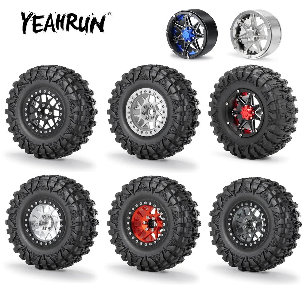 

YEAHRUN 2.2 inch Metal Beadlock Wheel Rims Hubs w/ Rubber Tires for Axial Wraith SCX10 TRX-4 1/10 RC Crawler Car Upgrade Parts