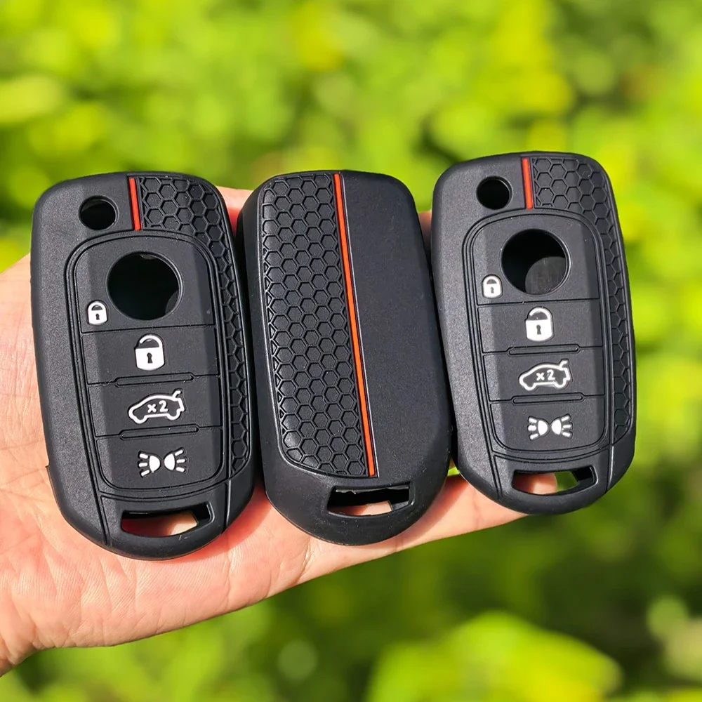 Para fiat egea 500x toro tipo cronos para dodge pele de néon 2015 2016 2017 2018 silicone carro remoto flip chave fob escudo capa caso