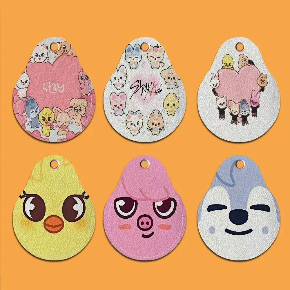 

Kpop Group S-Stray K-Kids 1PCS PU Leather Keychain Protective Case Door Lock Access Control Tags Card Bag Key Tag Ring