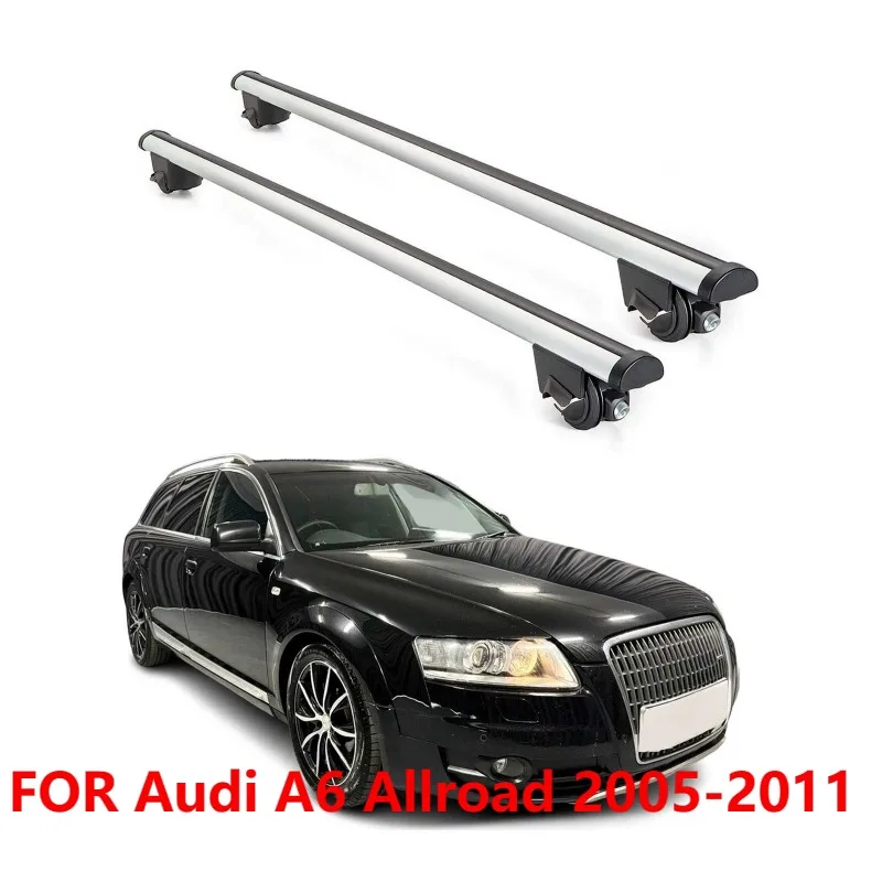 Roof Rack Cross Bars For Audi A6 Allroad 2005-2011, Lockable, Gray, 2Pcs