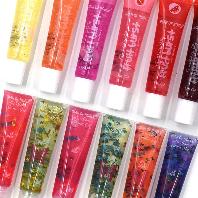 1PCS Fruit Burst Lip Oil Scented Lip Gloss Plumping Lip Gloss Jelly Lip Gloss Moisturizer Shiny Vitamin E Mineral Oil