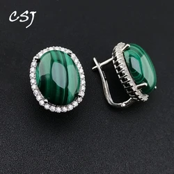 Genuine Natural Malachite Earrings Sterling 925 Silver Larimar Kyanite Oval12*16mm for Women Birthday Party Jewelry Gift