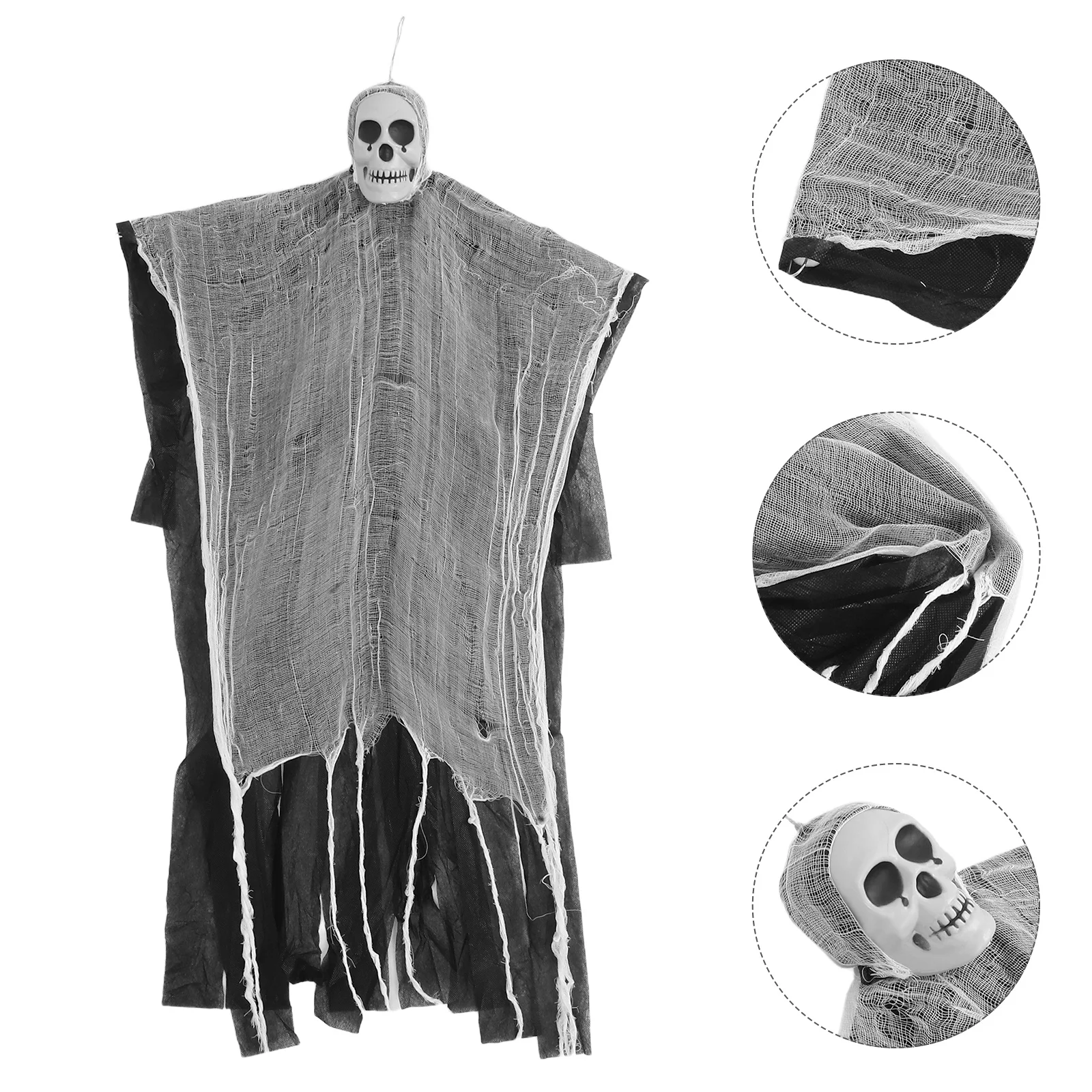 

LED Hanging Skull Decoration Realistic Glowing Halloween Head Ghost Prop Outdoor Spooky Haunted House Light Up