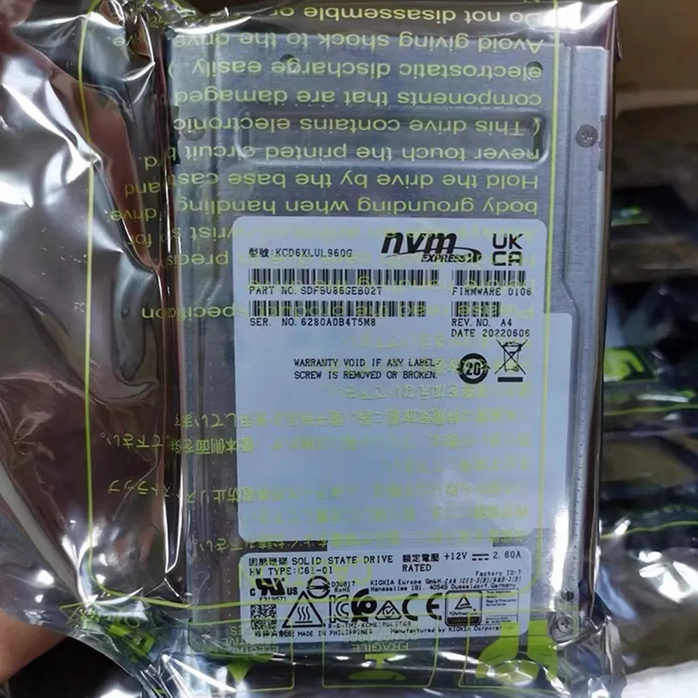 New Original For Kioxia Server KCD6XLUL960G CD6 960G 3.84T 2.5 U.2 NVME GEN4 PCIE4.0 SSD New Unopened 1DWPD