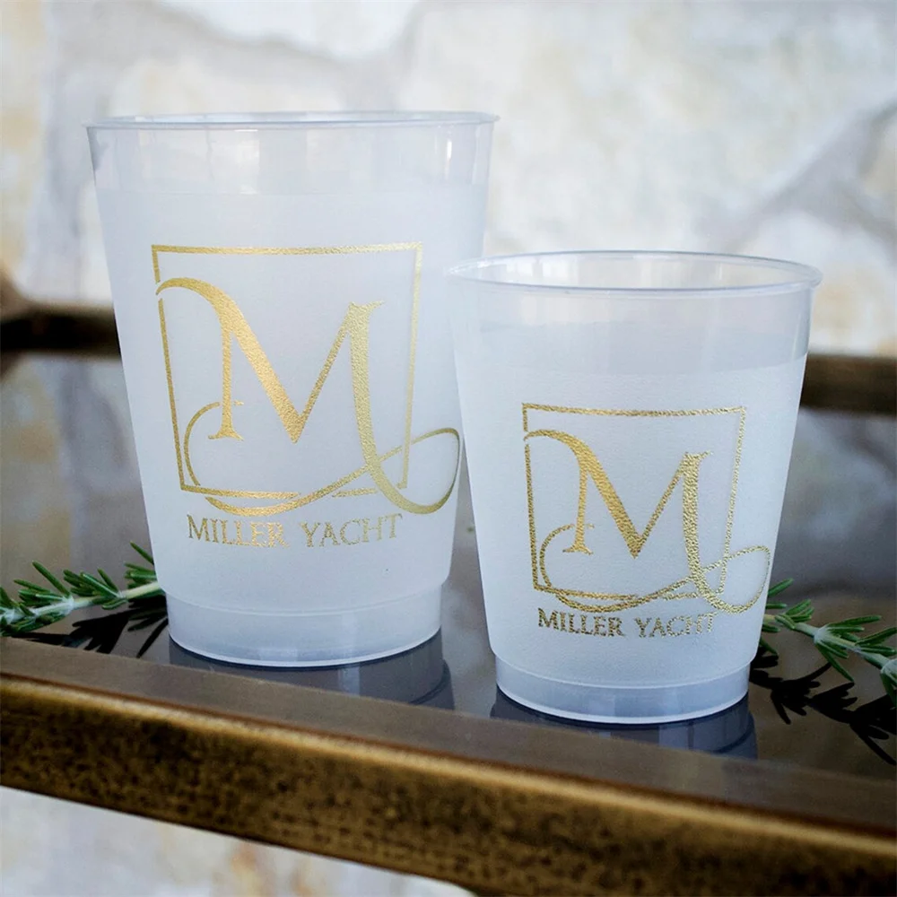 Custom Nautical Shatterproof Cups, Printed Frosted Party Cups, Personalized Anchor Cups, Wedding Cups, Custom Event Cups