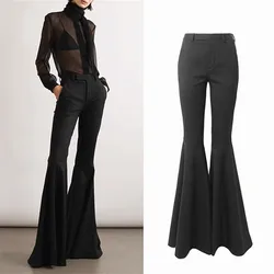 Autumn New Stylish Pants for Women High Waist Slim Fit Vintage Fashion Flare Pants Elastic Wool Tight Trousers Y4467