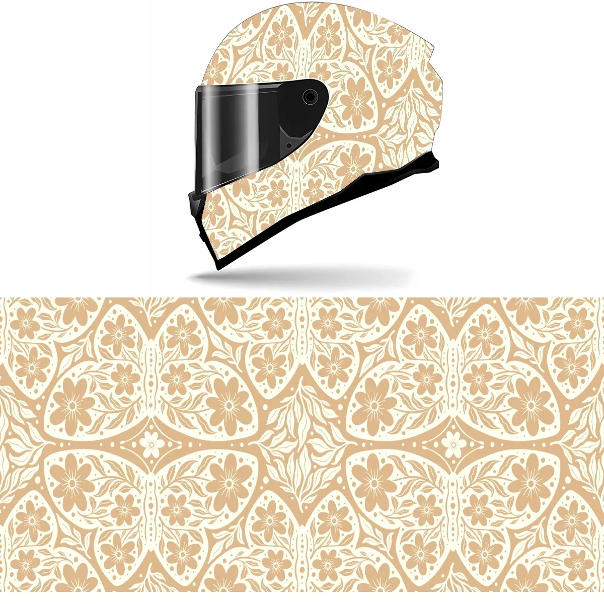 Adesivo de Vinil para Capacete de Motocicleta com Padrão Floral, Gráfico de Corrida e Decoração Completa