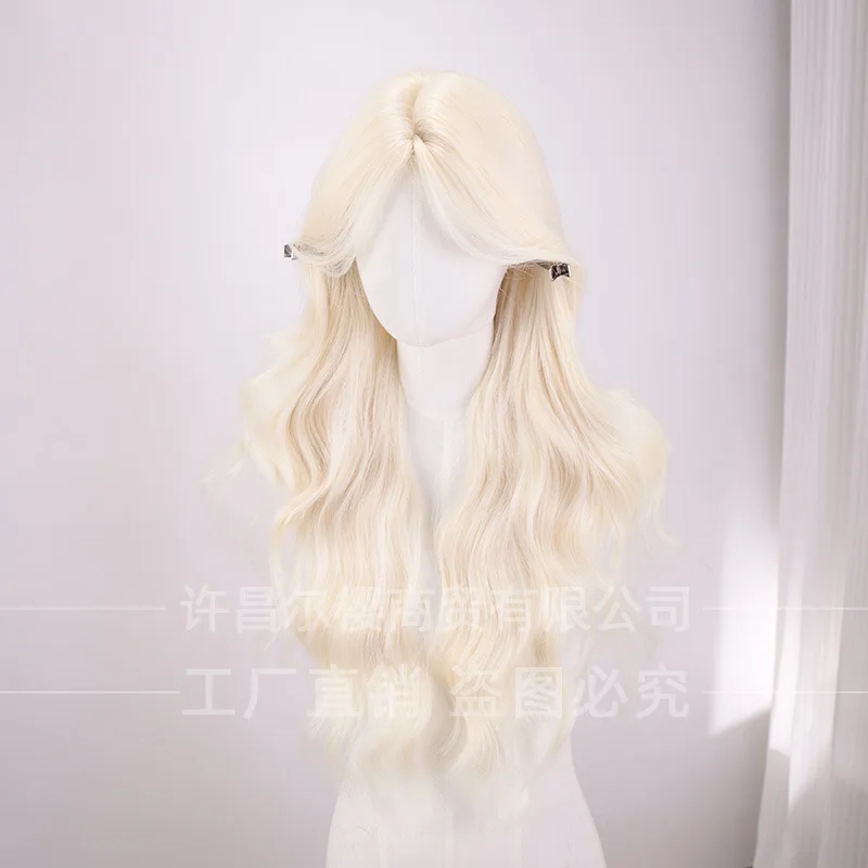 Wig Summer New Platinum Medium Natural Long Curly Wig Full Headgear