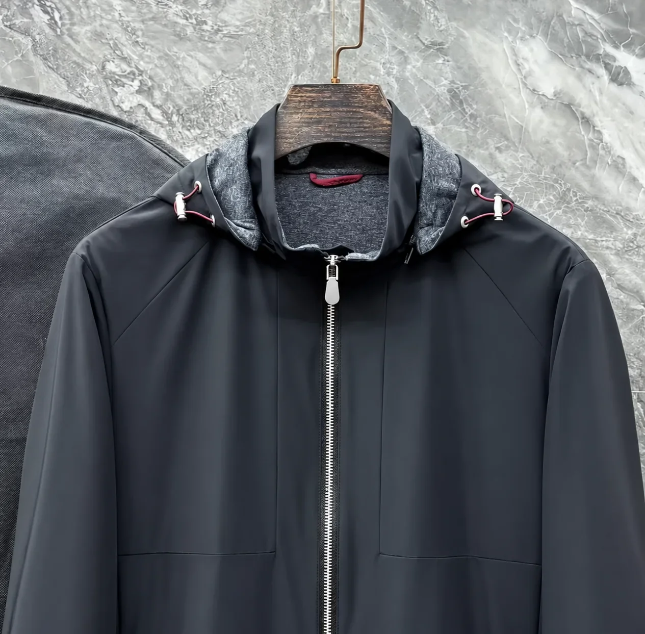 Italian BC embroidered old money style men's hooded jacket windproof waterproof jacket