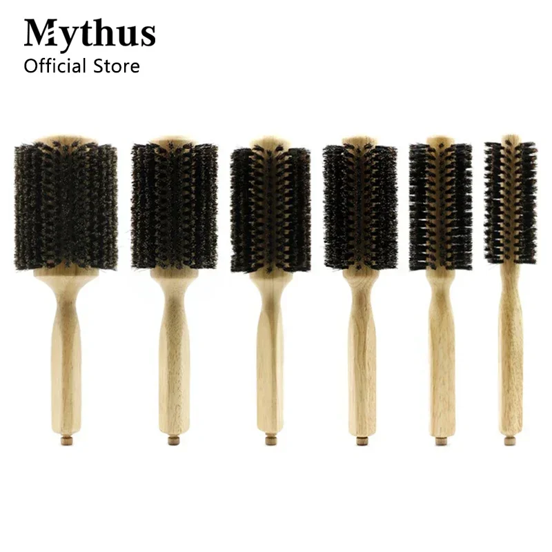 Wood Round Hair Brush for Women Men Boar Bristle Hair Curling Roll Comb Detangling Hair Brush Hairdressing Styling Tools Comb