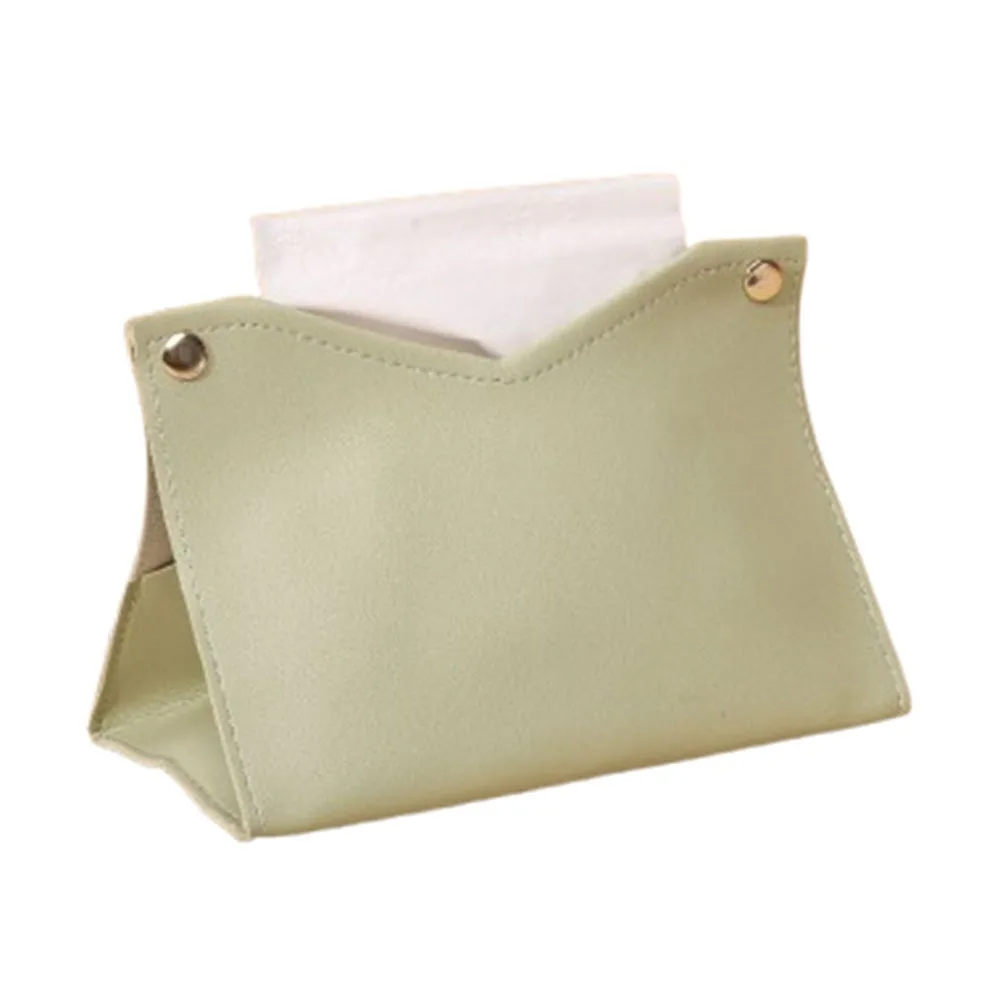 

Dustproof Solid Color Tissue Box PU Leather Foldable Toilet Paper Case Dispenser Storage Case Napkin Holder Desktop