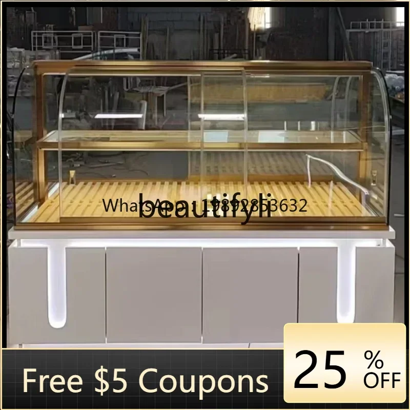 

FF Commercial Bread Cabinet Curved Middle Island Cabinet Cake Cabinet Japanese Baking Display Stand