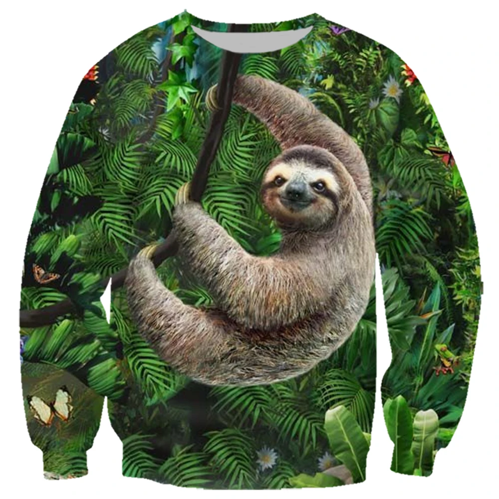 

HX Animals Sweatshirt Funny Sloth 3D Printed Hoodie Zip Up Coat Men Sportwear Boys Girls Streetwear Men Clothing S-7XL