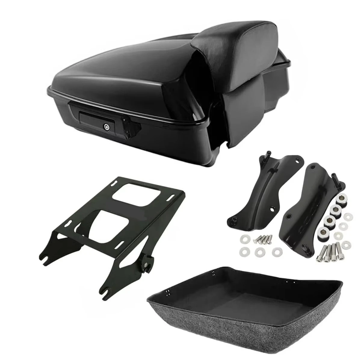 

Motorcycle Top Case Box Suitcases Boot Trunk With Luggage Rack For Harley Touring Road King Road Glide Street Glide 2009-2025