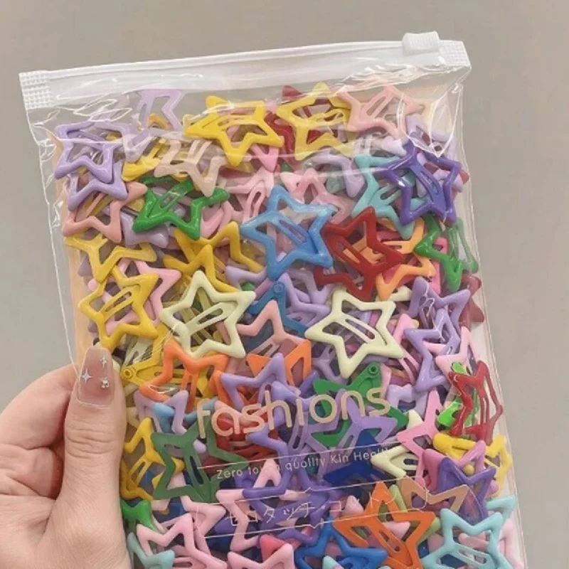 

10/30/50pcs Colorful Star BB Hair Clips Girls Y2K Cute Star Barrettes Women Simple Metal Snap Clip Headdress Hair Jewelry Access