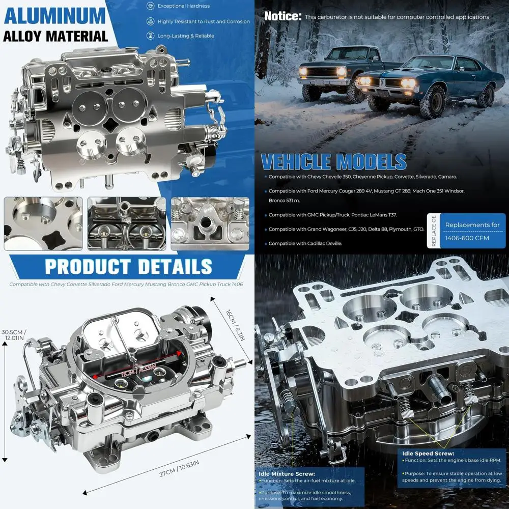 

Карбюратор с электрическим дроссельным фильтром, совместимый с пикапом Chevy Corvette Silverado Ford Mercury Mustang Bronco GMC Gran