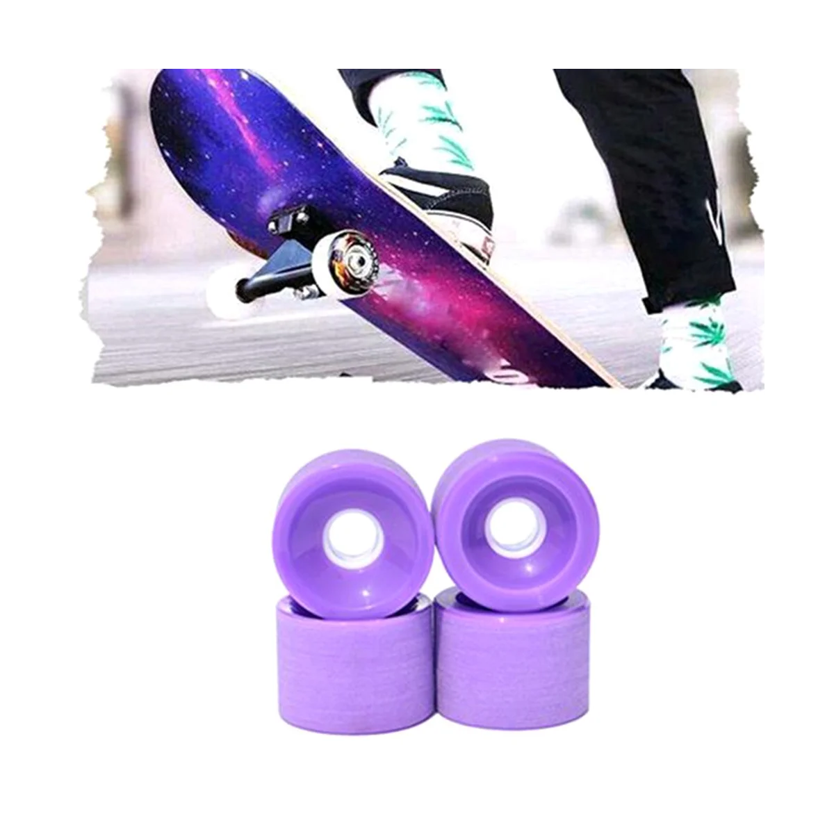 4Pcs 70x51mm Surf Skateboard Wheels Longboard Low Noise Wear-Resisting Road Field Skating with Tool and Gaskets(Purple)