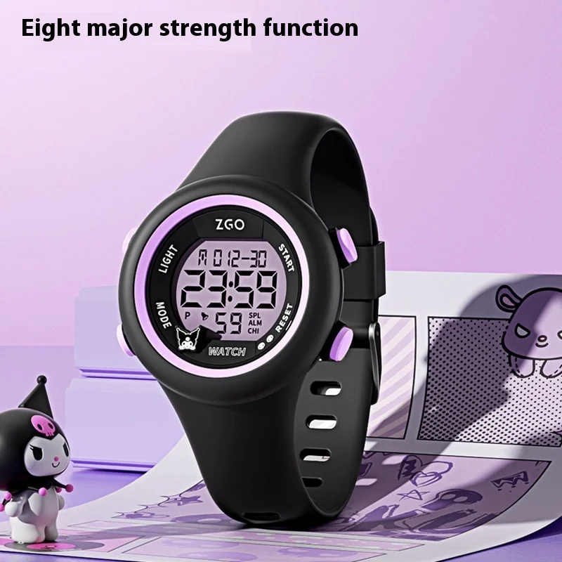 Kuromi-Montre électronique étanche en silicone violet pour filles, Cool Glow-In-the-Dark, Étudiants au collège, 2024