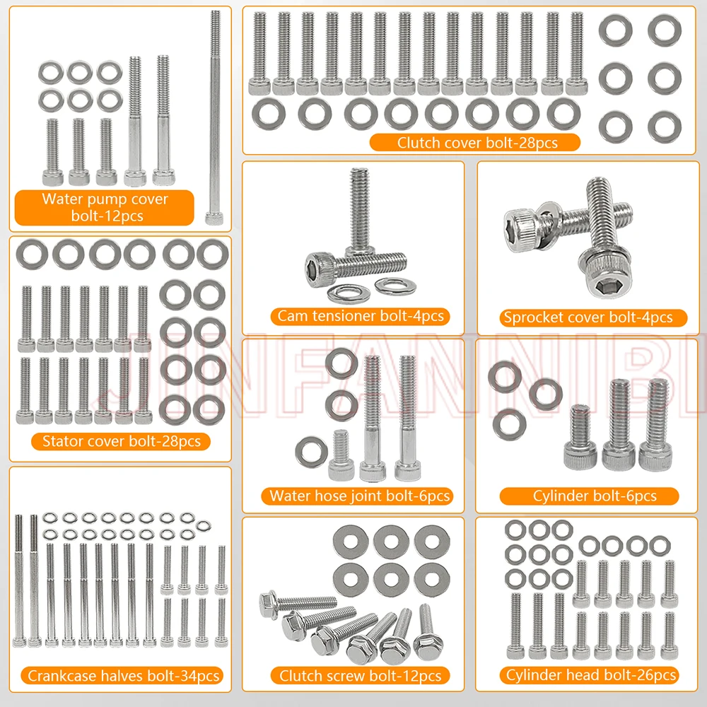 For Yamaha Raptor 700 YFM700 YFM700R 2006-2020 2021 2022 2023 2024 Stainless Steel Engine Bolts Kit