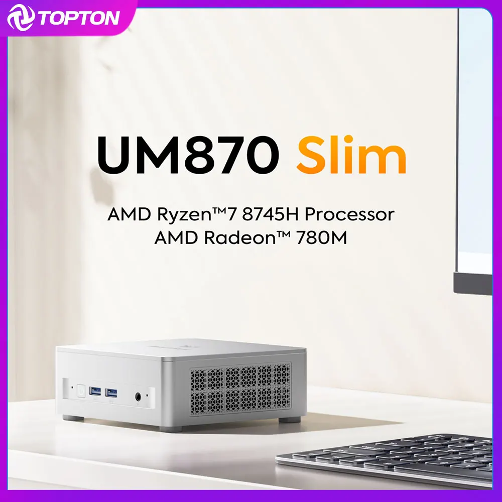 MINISFORUM Slim Series Mini PC AMD Ryzen 7 8745H UM870 USB4.0 2*DDR5 2*PCIE4.0 2.5G LAN Windows 11 NUC Mini Computer WiFi6E