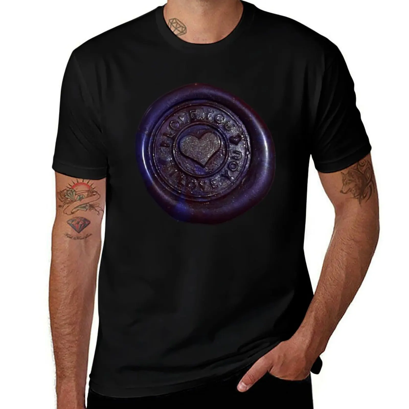 

Wax Seal - love you, purple/glitter T-Shirt summer shirt funny meme t-shirts tops cotton man t-shirts t shirt men 100℅ cotton