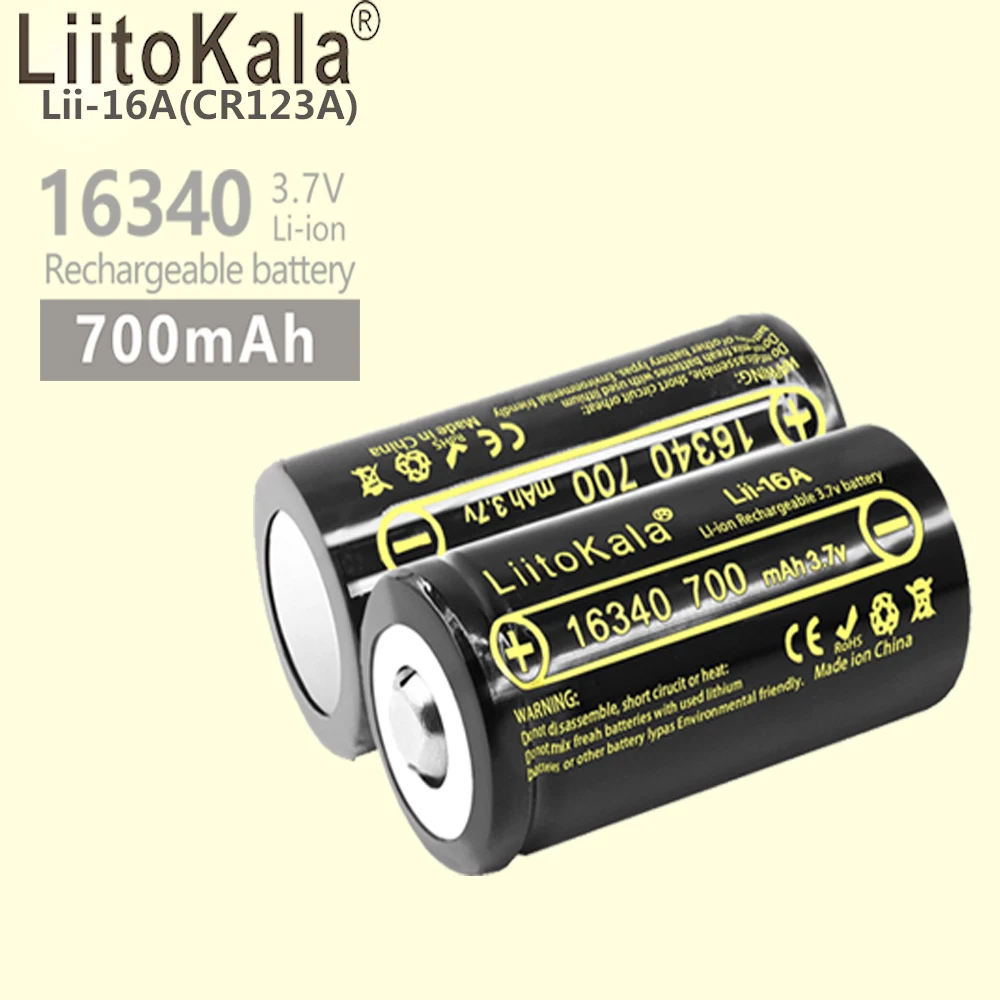 LiitoKala Lii-16A RCR123A 3.7V 16340 700mAh Rechargeable Battery For Arlo HD Camera And Reolink argus 3.7V cr123a Rechargeable