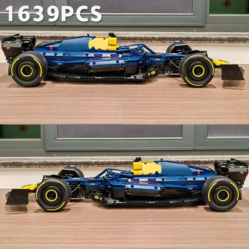 

2025 New Technical Red Blue Building Sport Racing Car Blocks City Super Car Bricks Christmas Gifts Home Decor