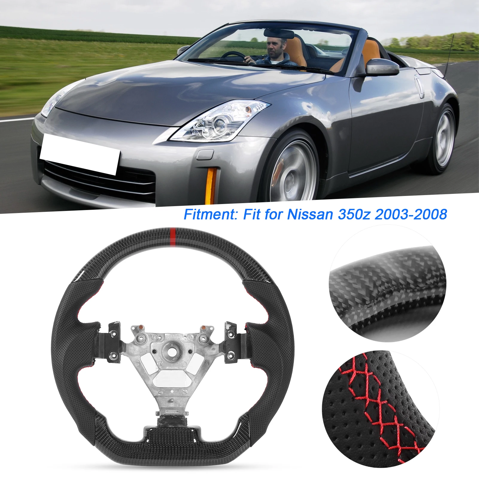 

Nappa Steering Wheel Steering Wheel Custom Carbon Steering Wheel Nappa Perforated Leather Fit for 350z 2003-2008