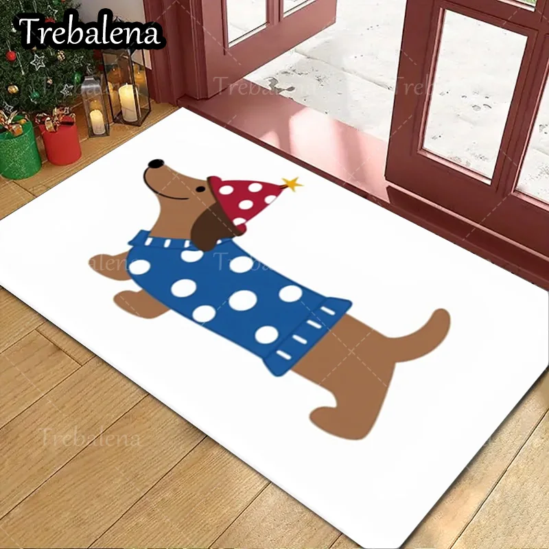 

1 шт. приветственный дверной коврик Рождественская такса коврик для двери милая собака праздничный декор Крытый уличный коврик