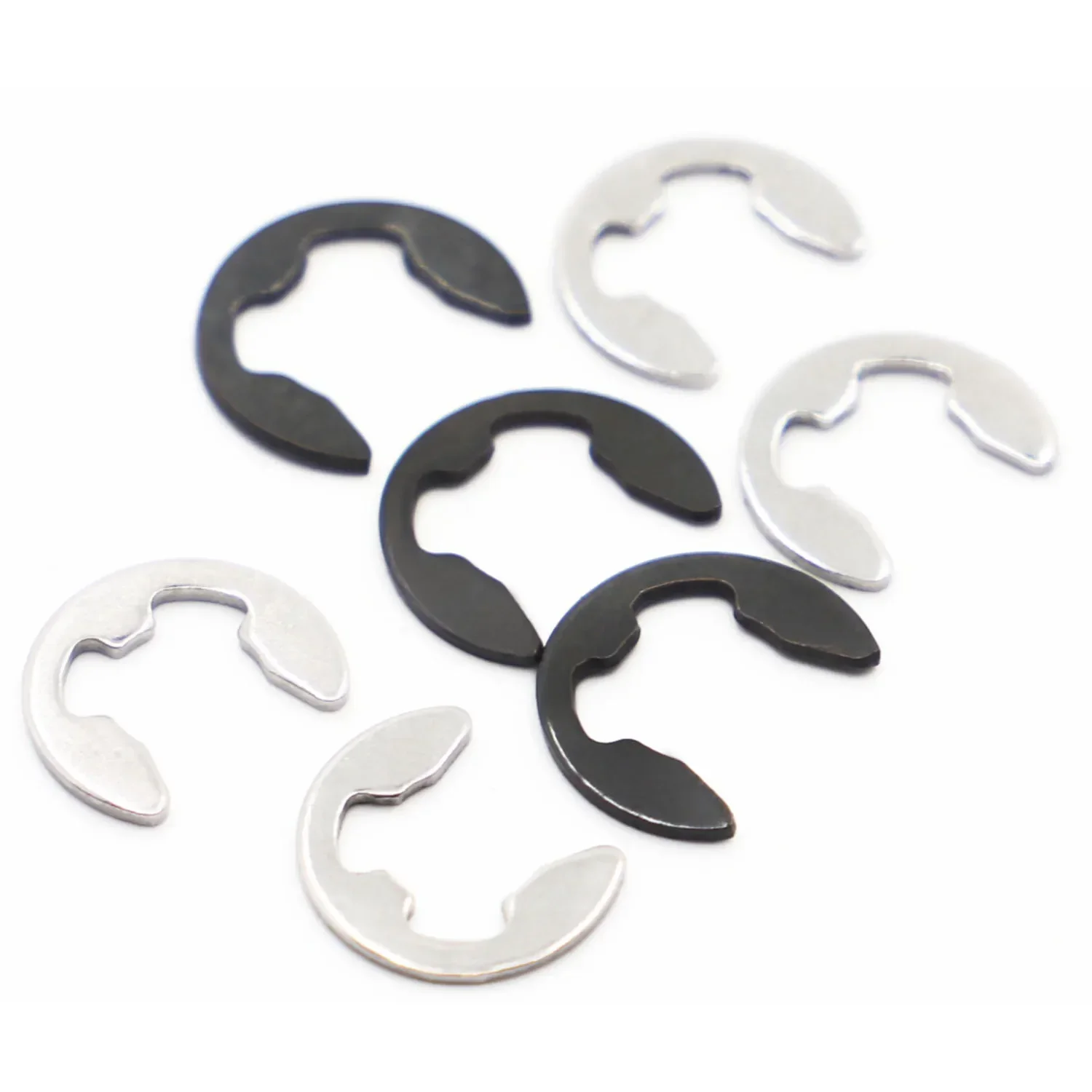 M1.2 - M15 304 Stainless Steel Black GB896 Shaft Bearing Retaining Ring Split Washer Snap Collar E Type Clip Circlip