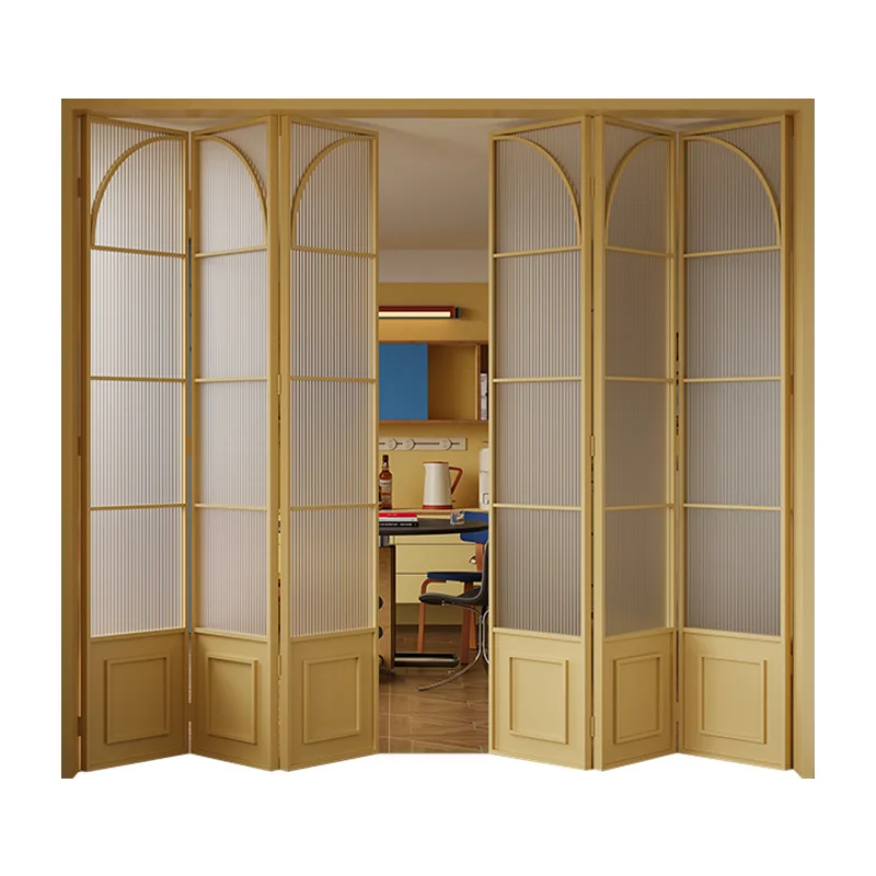French retro folding door, aluminum alloy extremely narrow ground rail-free folding door, a variety of colors to choose from