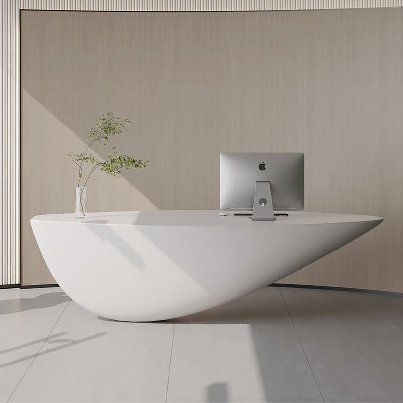 Custom Modern Curved Reception Desk for Beauty Salon Hairdressing Furniture Reception Counter Front Desk Custom Showcases